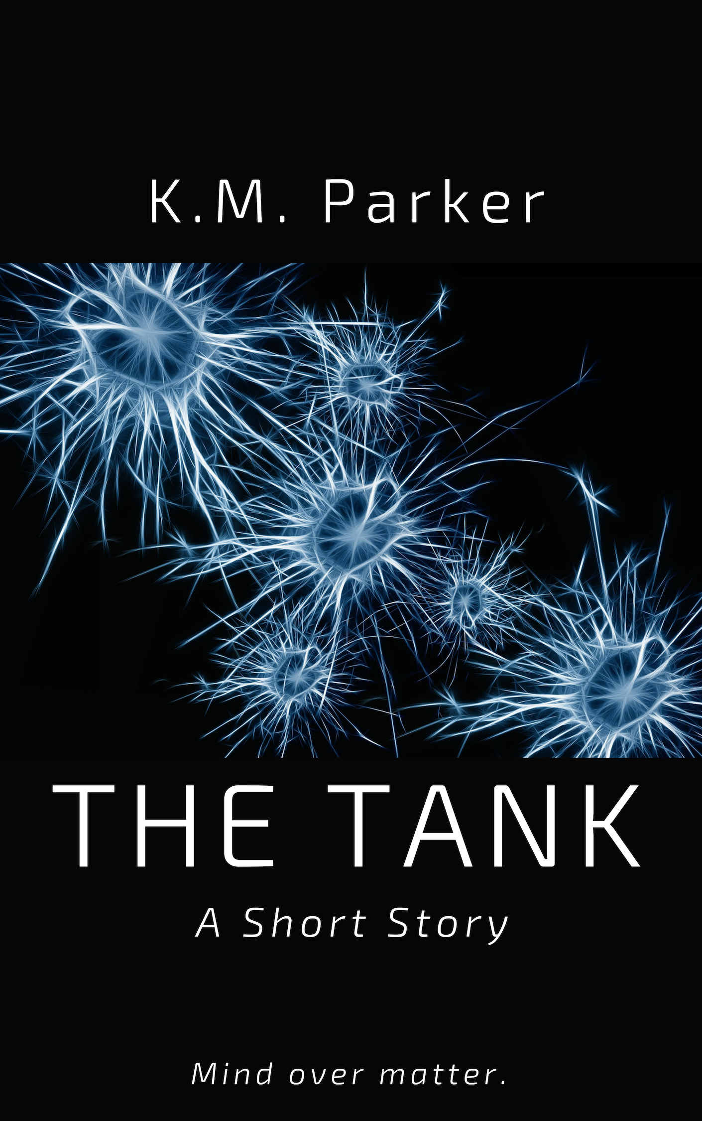 Book cover with blue neurons against a black background